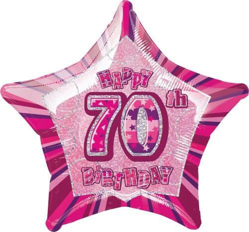 Glitz Pink 70th Birthday Star 50cm (20") Foil Balloon